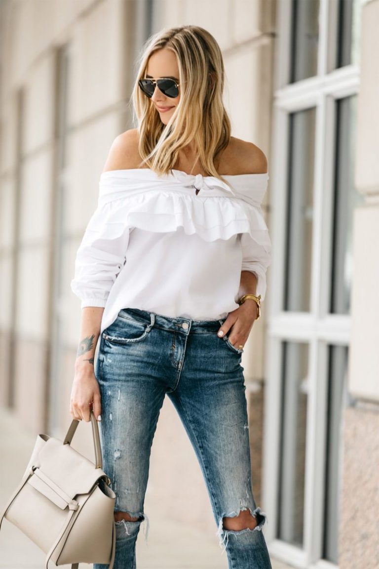 Off The Shoulder Tops Outfit Ideas For Spring 2023 - Street Style Review