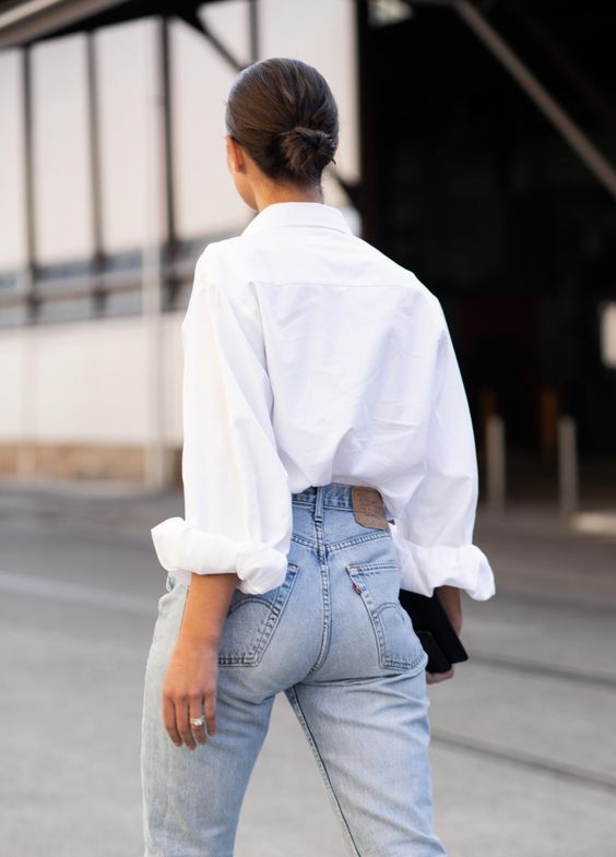 blue jeans white shirt for ladies