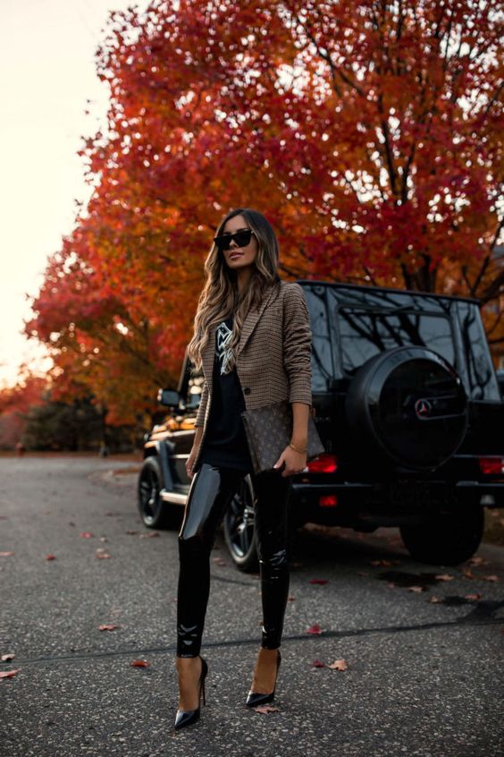 shiny leather pants outfit